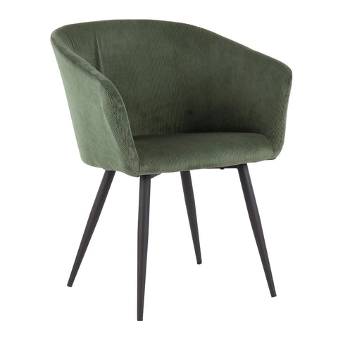 Lumisource Corazza Contemporary Accent Chair in Black Metal and Green Corduroy