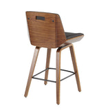 Lumisource Corazza Mid-Century Modern Counter Stool in Walnut Wood & Charcoal Fabric