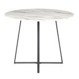 Lumisource Cosmo Contemporary Dining Table in Black Metal & White Marble Top
