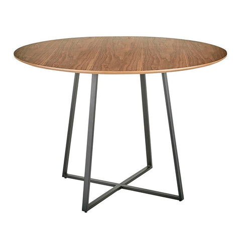 Lumisource Cosmo Contemporary Dining Table in Black Metal and Walnut Wood Top