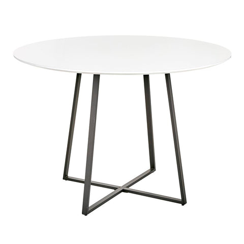 Lumisource Cosmo Contemporary/Glam Dining Table in Black Metal and White Wood Top