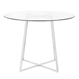 Lumisource Cosmo Contemporary/Glam Dining Table in Chrome & Clear Tempered Glass Top