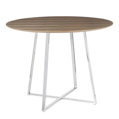 Lumisource Cosmo Contemporary/Glam Dining Table in Chrome & Walnut Wood Top