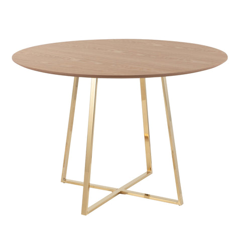 Lumisource Cosmo Contemporary/Glam Dining Table in Gold Metal and Natural Wood Top