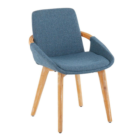 Lumisource Cosmo Mid-Century Chair in Natural Bamboo and Blue Fabric