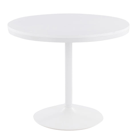 Lumisource Dakota Industrial Dining Table in White Steel and White Wood