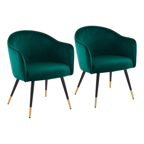Lumisource Dani Contemporary/Glam Chair in Black Metal with Gold Accent and Green Velvet - Set of 2