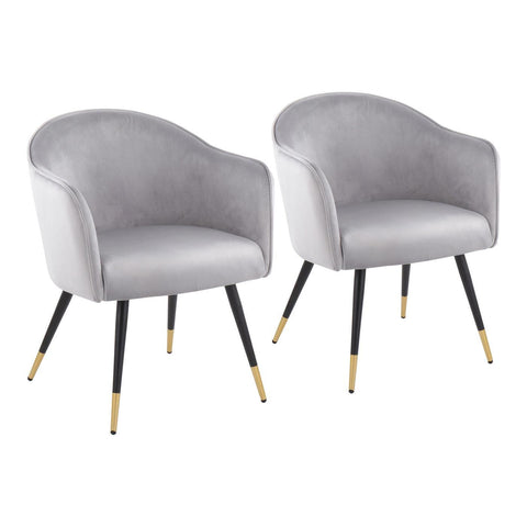 Lumisource Dani Contemporary/Glam Chair in Black Metal with Gold Accent and Silver Velvet - Set of 2