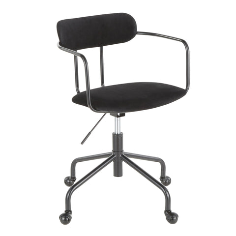 Lumisource Demi Contemporary Office Chair in Black Metal and Black Velvet