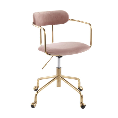 Lumisource Demi Contemporary Office Chair in Gold Metal and Pink Velvet