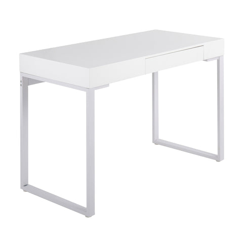 Lumisource Drift Contemporary Desk in White Steel and White Wood