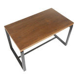 Lumisource Drift Industrial Dining Table in Black Metal with Weathered Walnut Wood