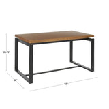 Lumisource Drift Industrial Dining Table in Black Metal with Weathered Walnut Wood