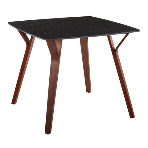 Lumisource Folia Mid-Century Modern Dinette Table in Walnut Wood and Black Textured Marble