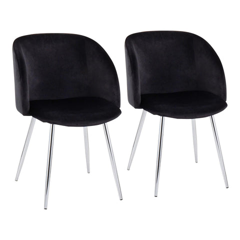 Lumisource Fran Contemporary Chair in Chrome and Black Velvet - Set of 2