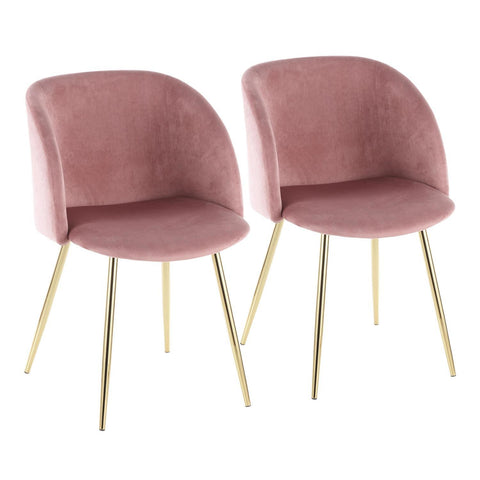 Lumisource Fran Contemporary Chair in Gold Metal and Pink Velvet - Set of 2