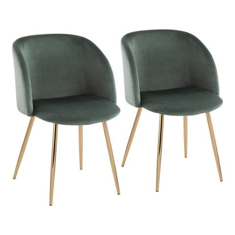 Lumisource Fran Contemporary Chair in Gold Metal and Sage Green Velvet - Set of 2