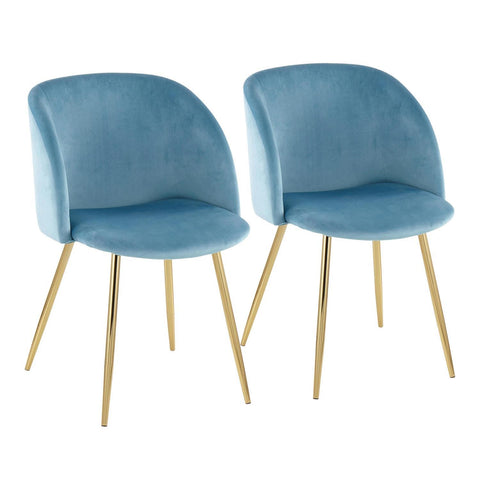 Lumisource Fran Contemporary Chair in Gold Steel and Light Blue Velvet - Set of 2