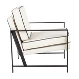 Lumisource Franklin Contemporary Arm Chair in Black Metal w/Cream Fabric & Charcoal Piping