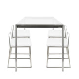 Lumisource Fuji 5-Piece Contemporary Dining Set in Stainless Steel & White Velvet Fabric