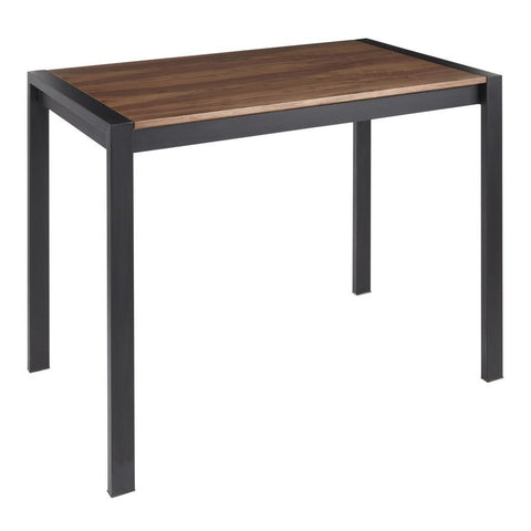 Lumisource Fuji Contemporary Counter Table in Black Metal & Walnut Wood
