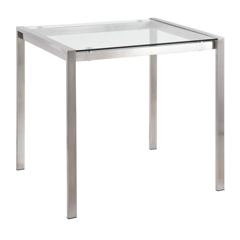 Lumisource Fuji Contemporary Dining Table in Stainless Steel with Clear Glass Top