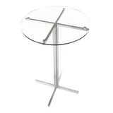 Lumisource Fuji Contemporary Round Bar Table in Stainless Steel w/Clear Glass Top
