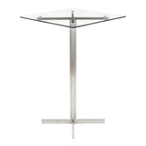 Lumisource Fuji Contemporary Square Bar Table in Stainless Steel w/Clear Glass Top