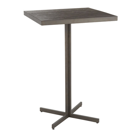 Lumisource Fuji Industrial Bar Table in Antique Metal and Espresso Bamboo