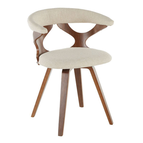 Lumisource Gardenia Mid-Century Modern Dining/Accent Chair with Swivel in Walnut and Cream Fabric