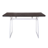 Lumisource Geo Industrial Counter Table in Vintage White Metal and Espresso Wood-Pressed Grain Bamboo