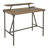 Lumisource Gia Industrial Counter Table in Antique Metal & Brown Wood-Pressed Grain Bamboo