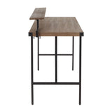 Lumisource Gia Industrial Counter Table in Black Metal & Brown Wood-Pressed Grain Bamboo