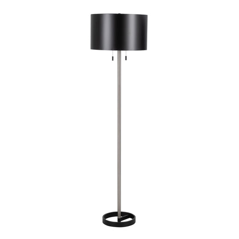 Lumisource Hilton Contemporary Table Lamp in Nickel with Black Metal Shade