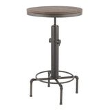 Lumisource Hydra Industrial Bar Table in Vintage Antique Metal and Brown Wood-Pressed Grain Bamboo