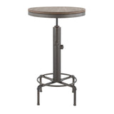 Lumisource Hydra Industrial Bar Table in Vintage Antique Metal and Brown Wood-Pressed Grain Bamboo