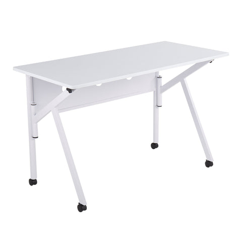 Lumisource K-Fold Contemporary Folding Desk in White Steel and White Wood