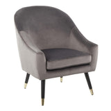 Lumisource Matisse Contemporary/Glam Accent Chair in Silver Velvet with Gold Accent