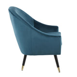 Lumisource Matisse Contemporary/Glam Accent Chair in Teal Velvet with Gold Accent