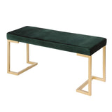 Lumisource Midas Contemporary-Glam Entryway/Dining Bench in Gold with Green Velvet Cushion