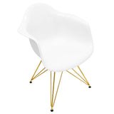 Lumisource Neo Flair Mid-Century Modern Dining/Accent Chair in White and Gold