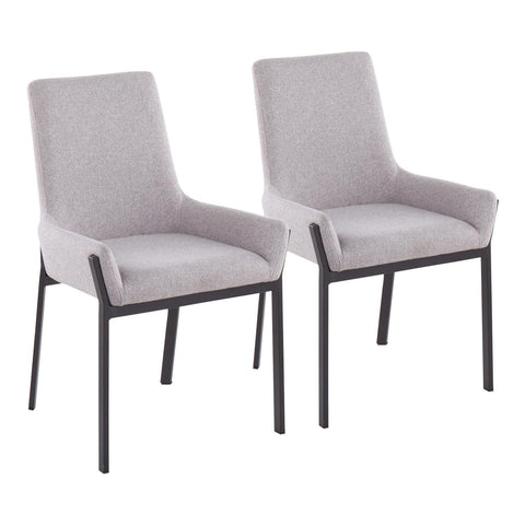 Lumisource Odessa Contemporary Dining Chair with Black Steel and Grey Fabric - Set of 2
