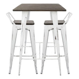 Lumisource Oregon 3-Piece Industrial Low Back Set in Vintage White and Espresso