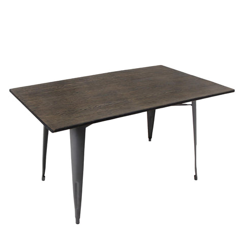 Lumisource Oregon Dining Table 59" X 36" In Espresso Wood And Antiqued Metal Frame