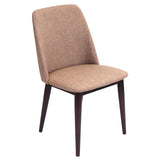 Lumisource Pair Of Tintori Dining Chairs In Medium Brown Fabric And Espresso Wood Legs