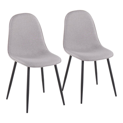 Lumisource Pebble Contemporary Chair in Black Steel and Light Grey Fabric - Set of 2