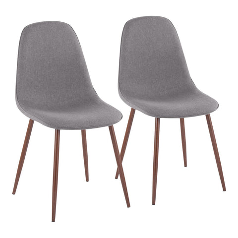 Lumisource Pebble Contemporary Chair in Walnut Metal and Charcoal Fabric - Set of 2