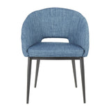 Lumisource Renee Contemporary Chair in Black Metal Legs & Blue Fabric