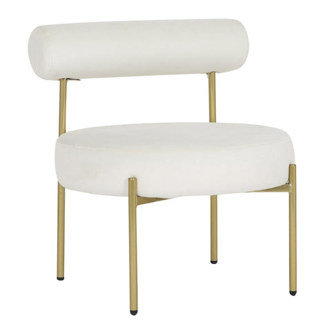 Lumisource Rhonda Contemporary/Glam Accent Chair in Gold Steel and Cream Velvet