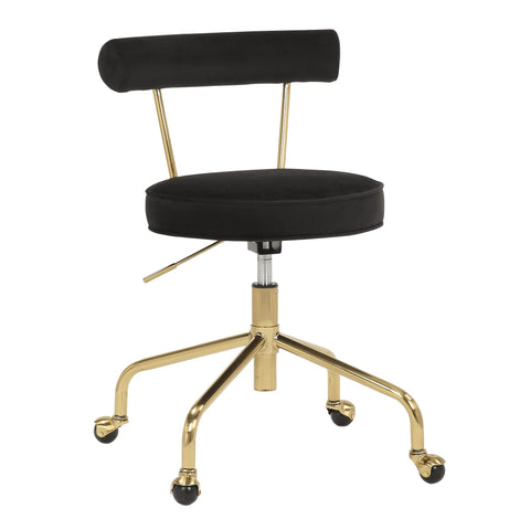 Lumisource Rhonda Contemporary/Glam Task Chair in Gold Steel and Black Velvet